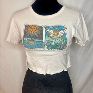 Urban Outfitters White Starcrossed Lovers Tarot Crop Top